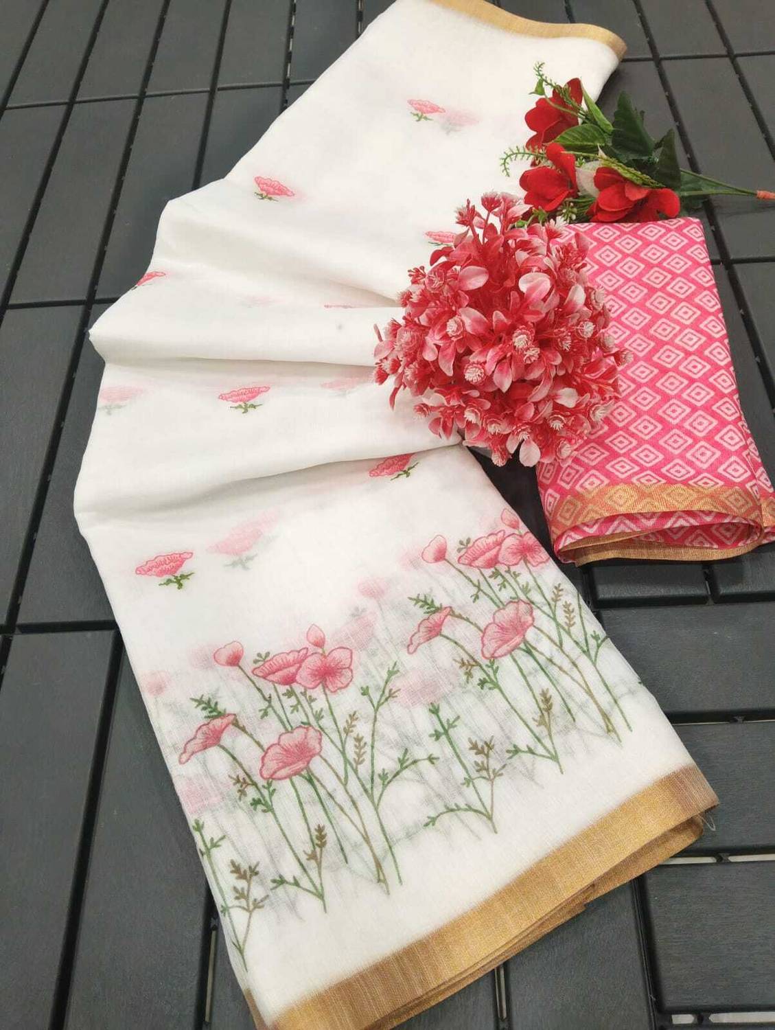 ASHTA Printed Daily Wear Art Silk, Cotton Silk Saree