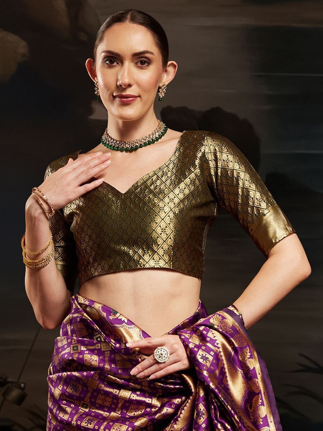 Image of House of Pataudi Woven Kanjivaram Silk Blend Saree