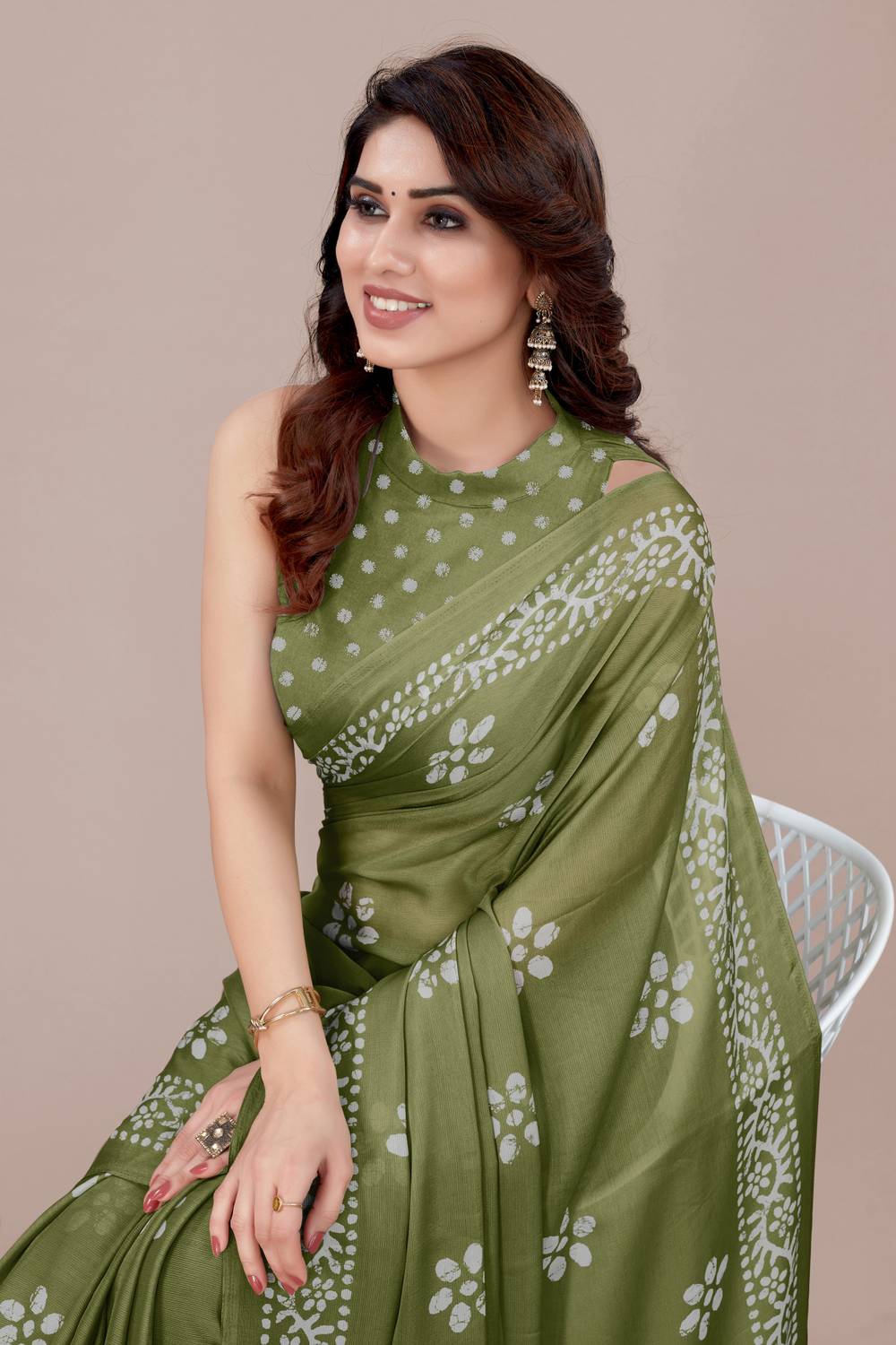 MIRCHI FASHION Printed, Blocked Printed Hand Batik Chiffon, Georg
