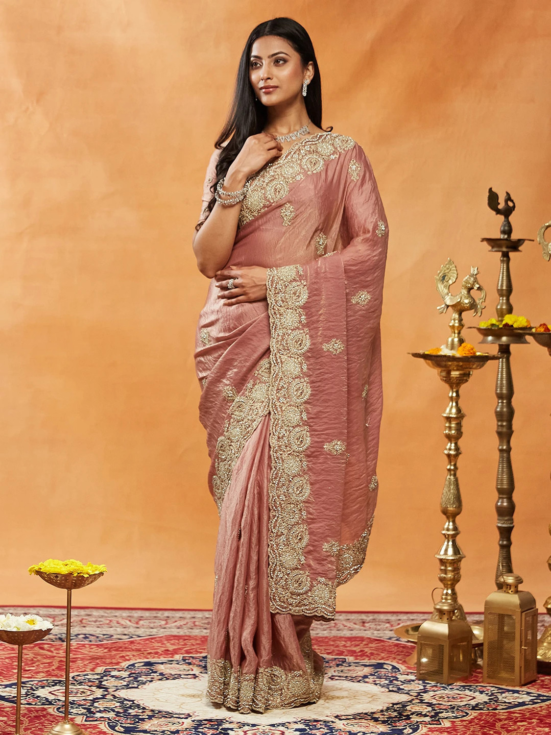 Image of KASEE Embroidered Bollywood Silk Blend Saree