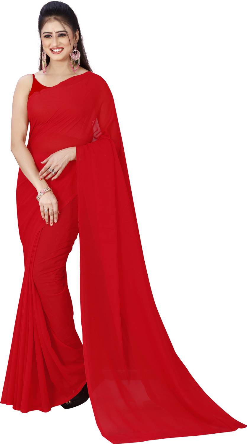Anand Sarees Solid/Plain, Dyed Daily Wear Georgette Saree