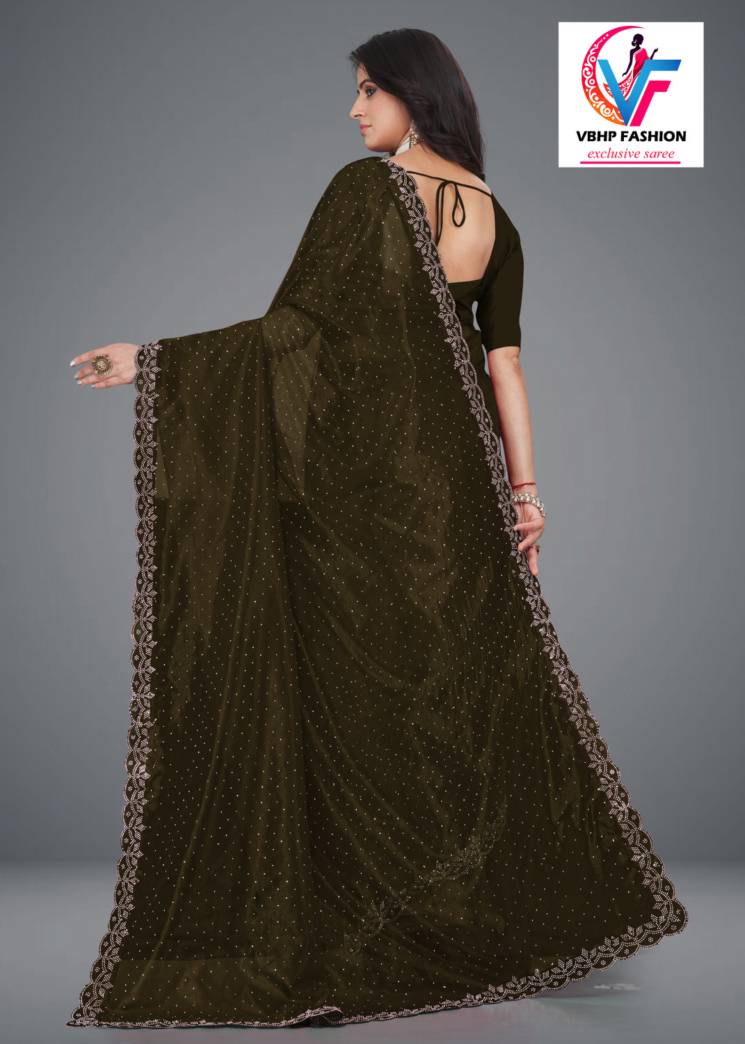 Image of VBHP FASHION Embellished, Self Design Bollywood Net Saree