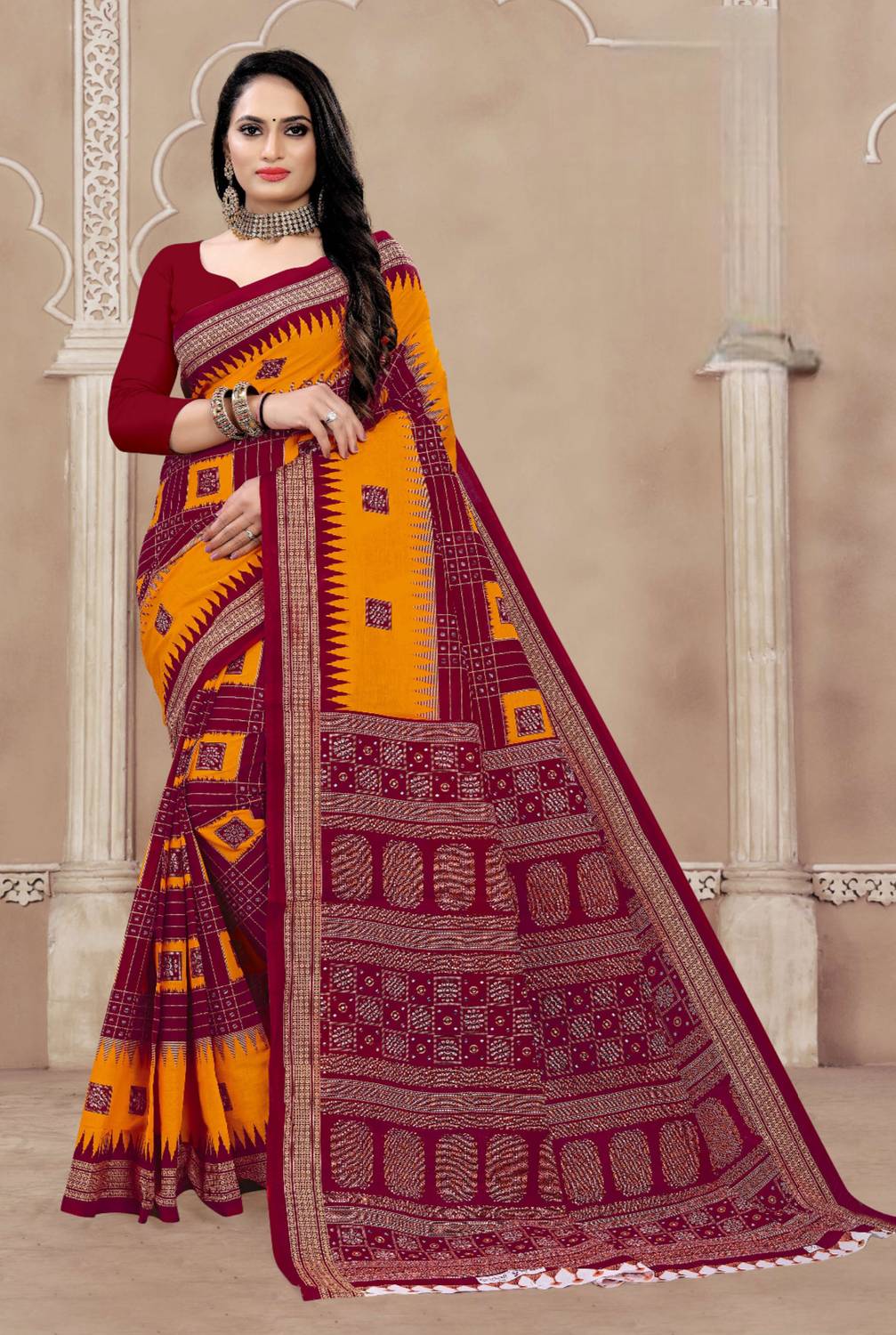 ETHNIC SAREES Bharat Printed, Checkered, Graphic Print Sambalpuri