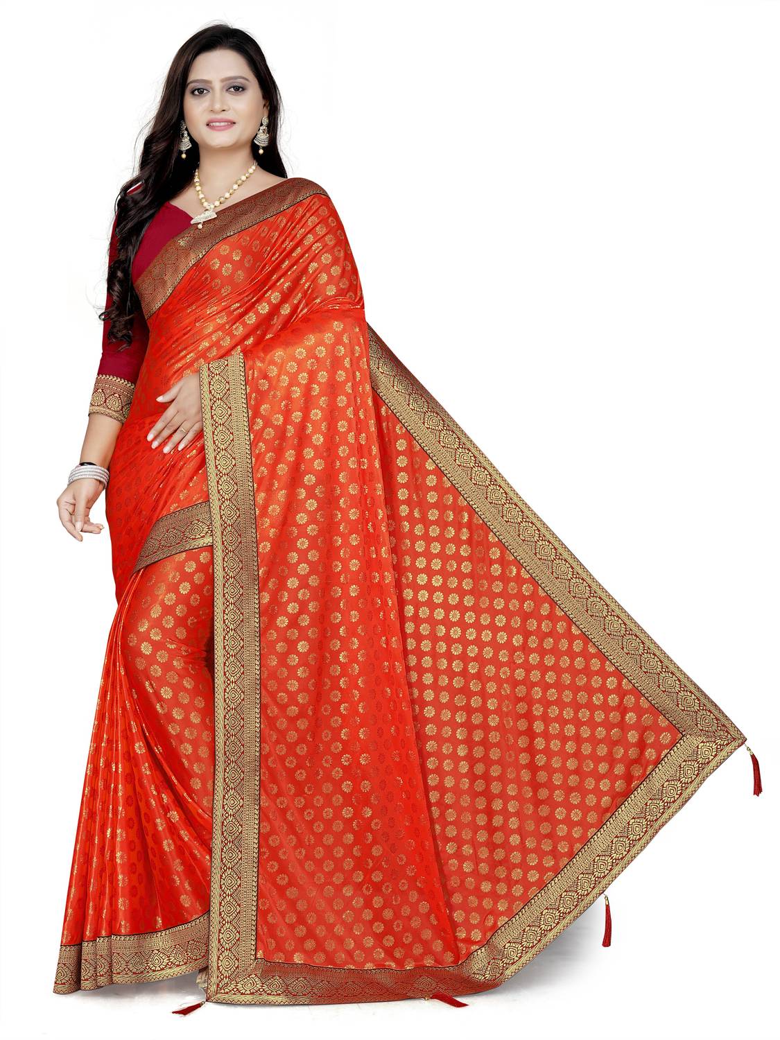 AKFABRICS Printed Bollywood Lycra Blend Saree