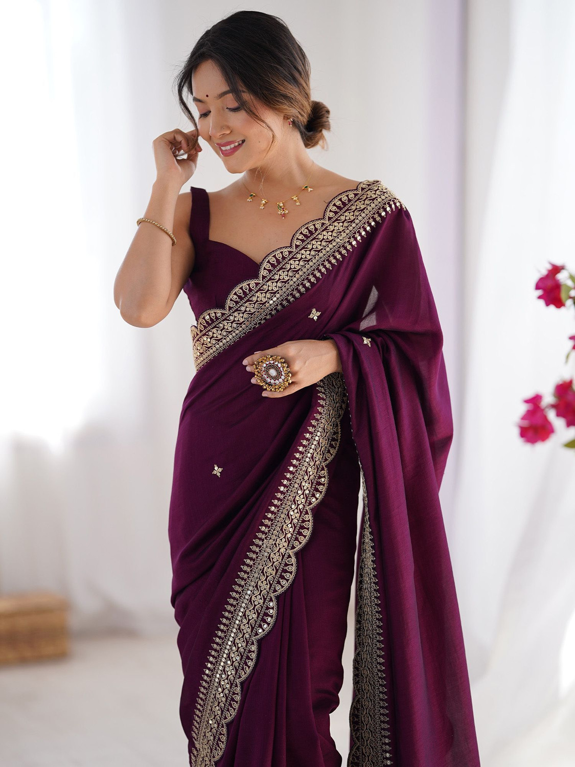 Image of Tasrika Embellished Bollywood Silk Blend Saree