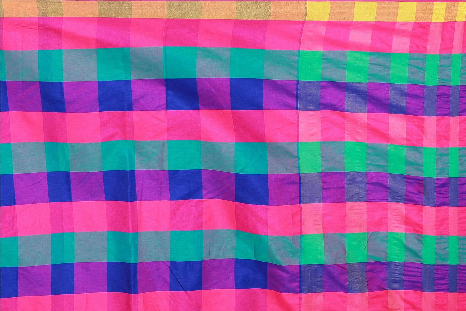 Shaibo Checkered Cotton Silk Saree - Image 3