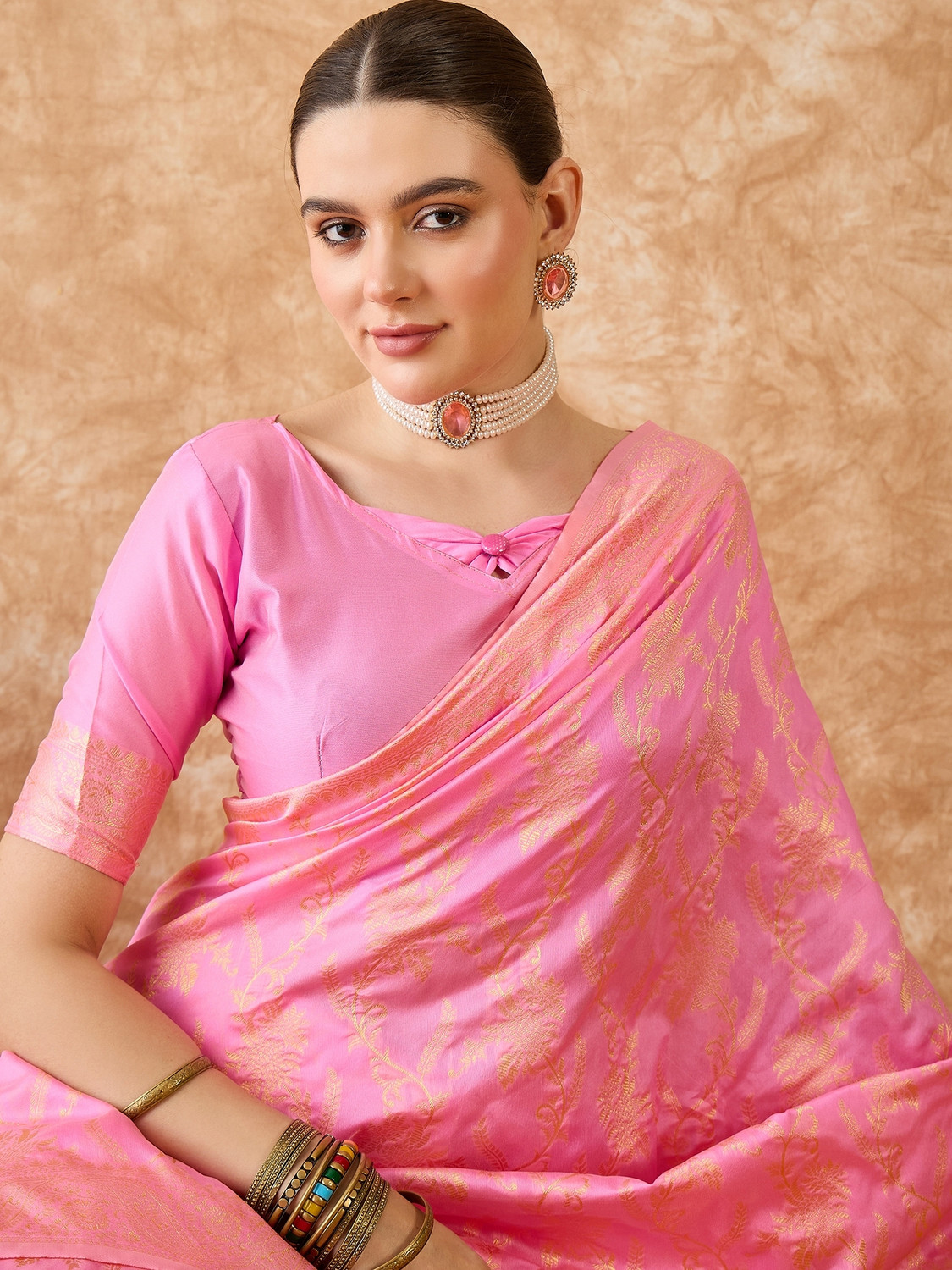 Image of HERE&NOW Embellished Bollywood Silk Blend Saree