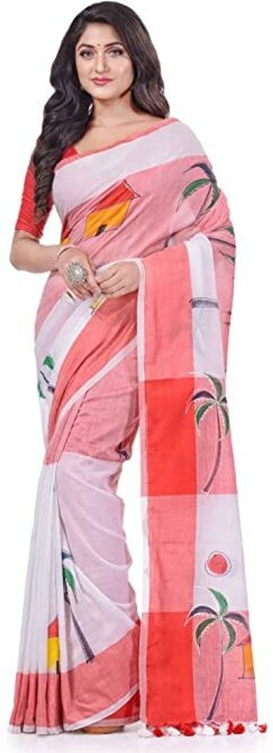 Desh Bidesh Woven, Hand Painted, Self Design, Striped Handloom Ha
