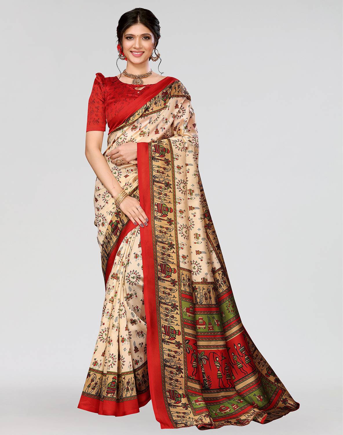 ANIRAV Printed Bollywood Art Silk Saree