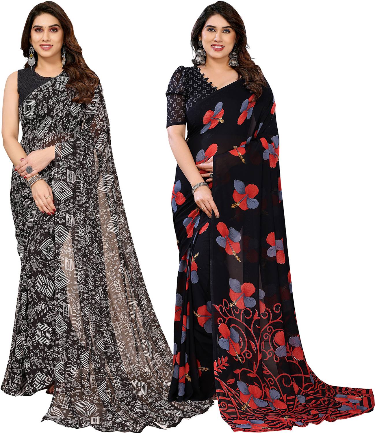Anand Sarees Printed, Floral Print Daily Wear Georgette Saree