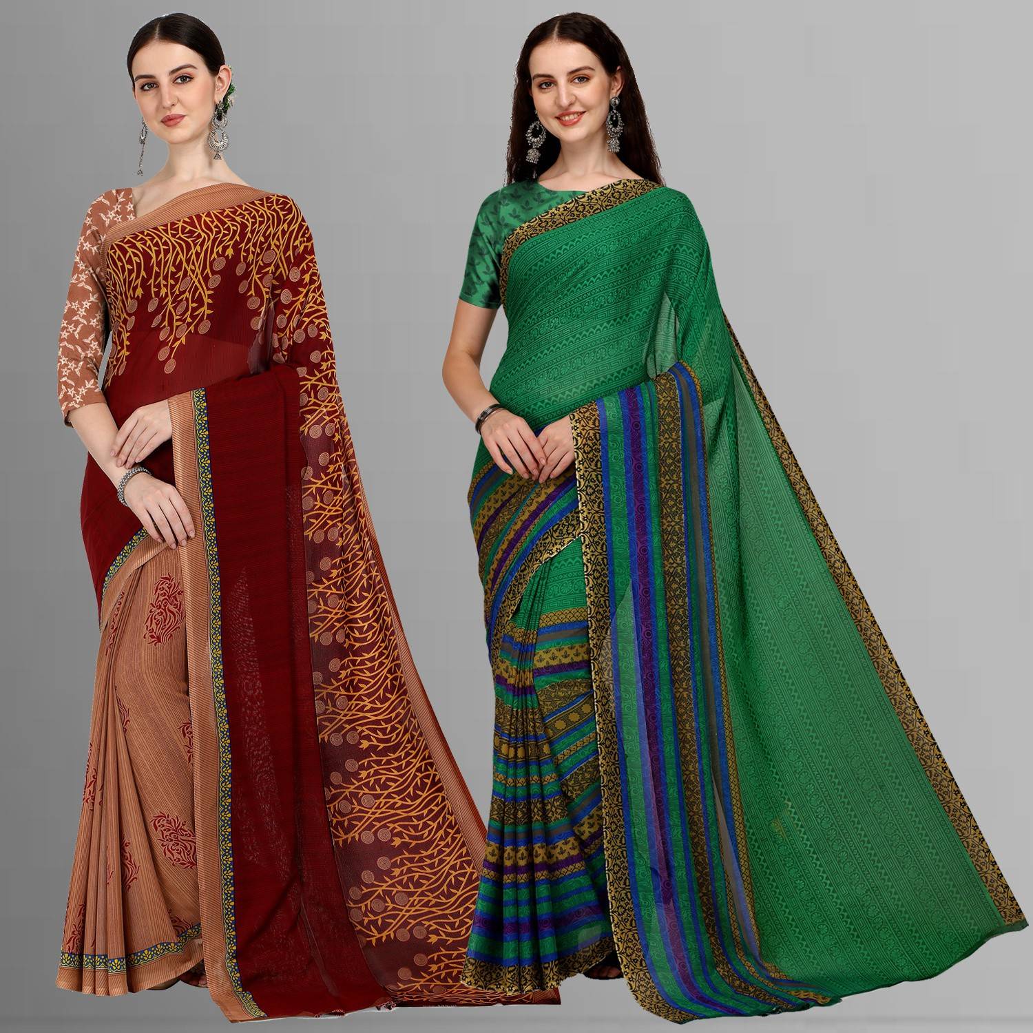 Anand Sarees Floral Print Daily Wear Georgette Saree