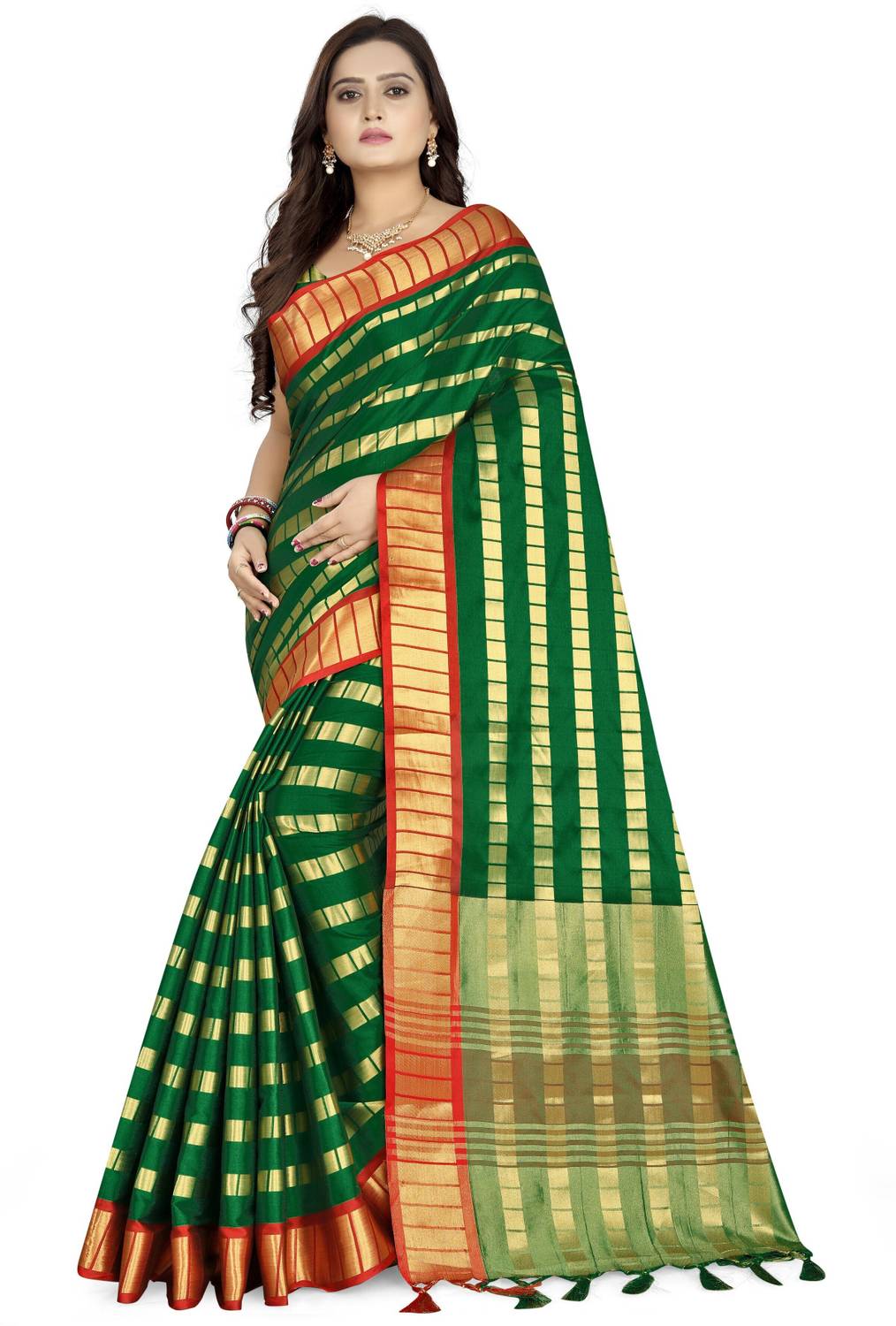Arriva Fab Striped Bollywood Silk Blend Saree