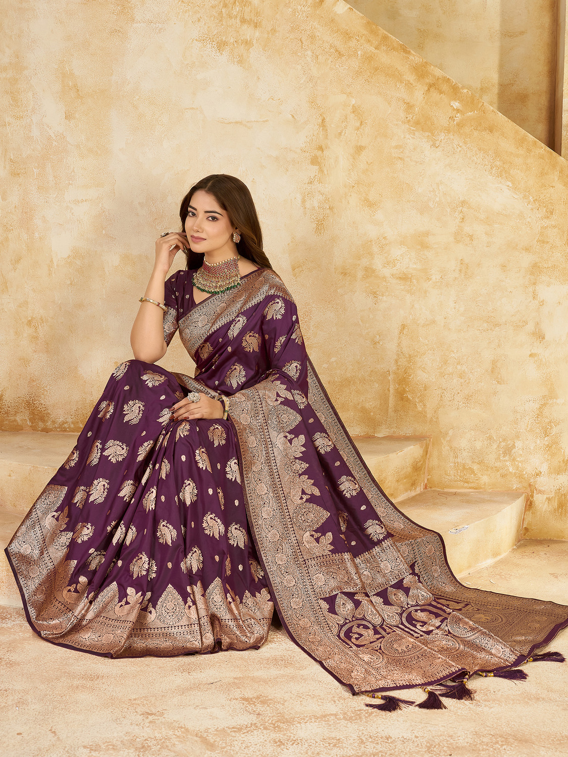 Image of Mehrang Woven Banarasi Silk Blend Saree