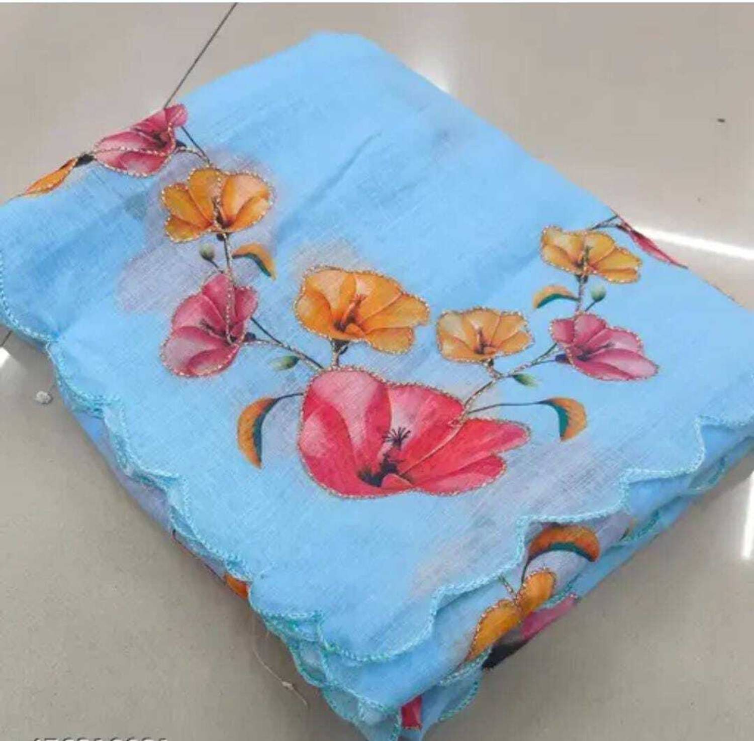 Million Brands Printed Kantha Cotton Linen, Art Silk Saree