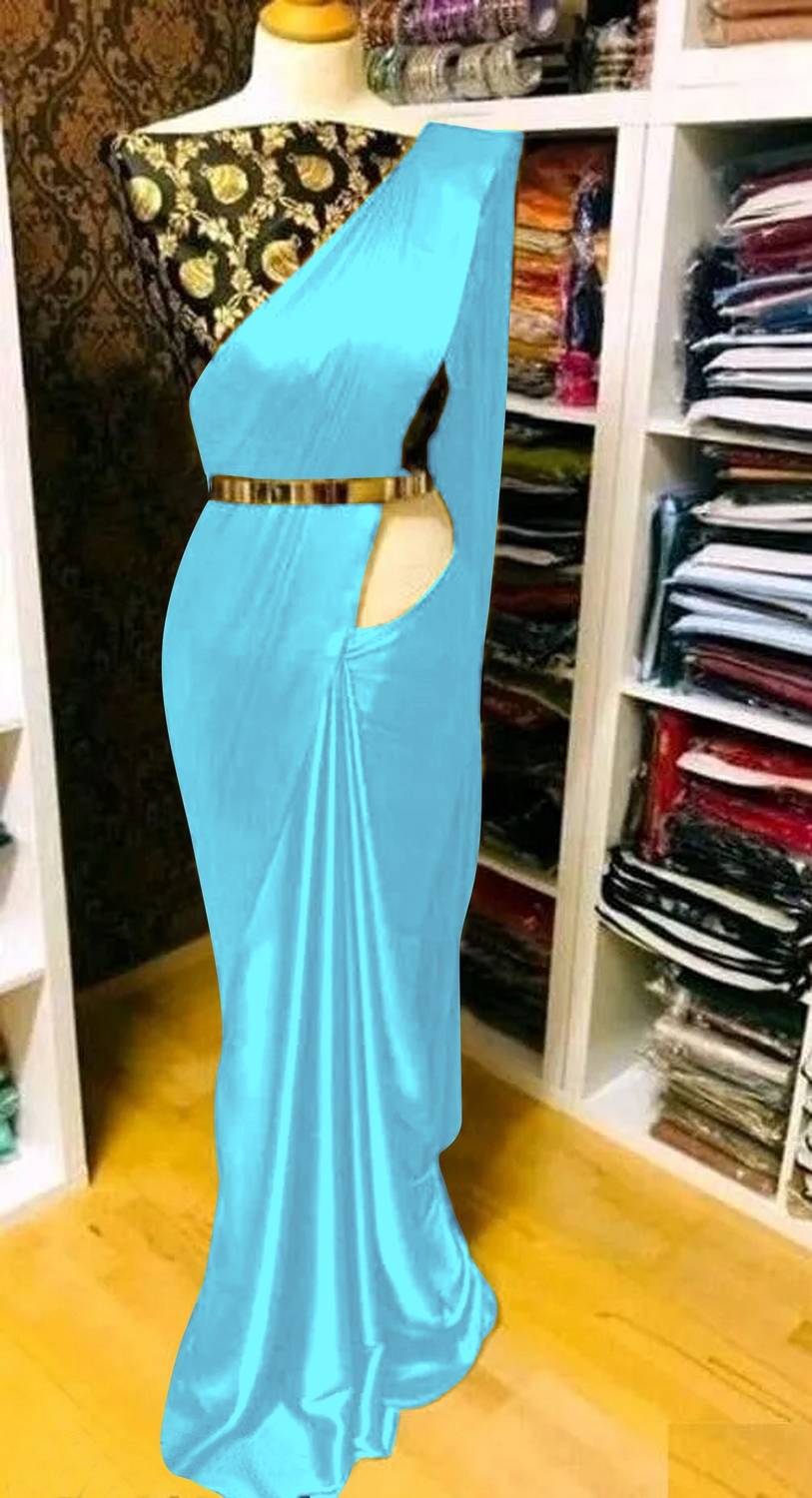 Aika Solid/Plain Bollywood Silk Blend Saree
