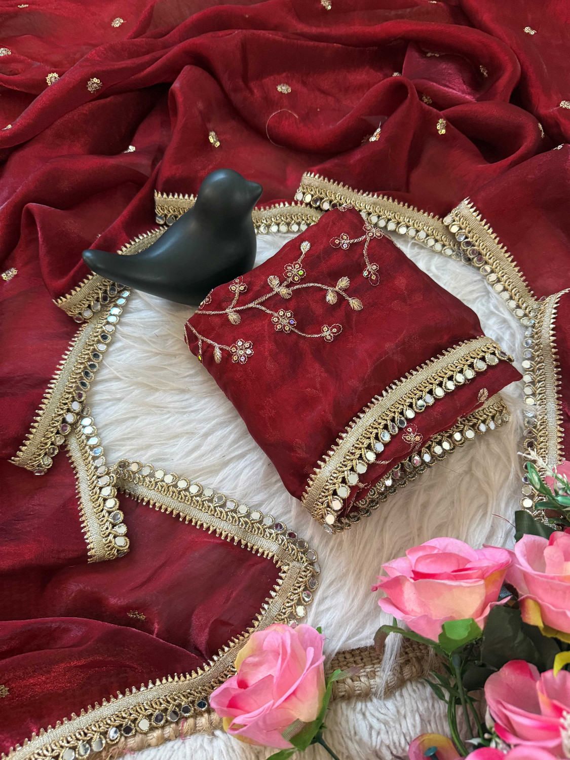Image of sadika Embroidered, Embellished Bollywood Jimmy Jimmy Saree