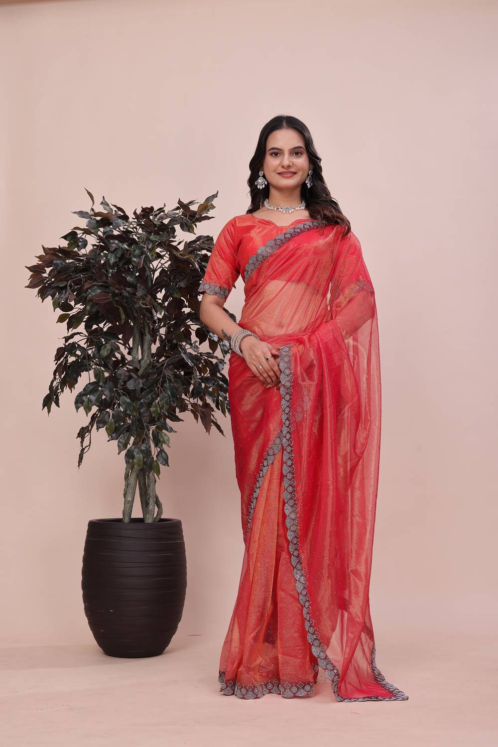 BRAHMANICREATIONss Embellished Bollywood Net Saree