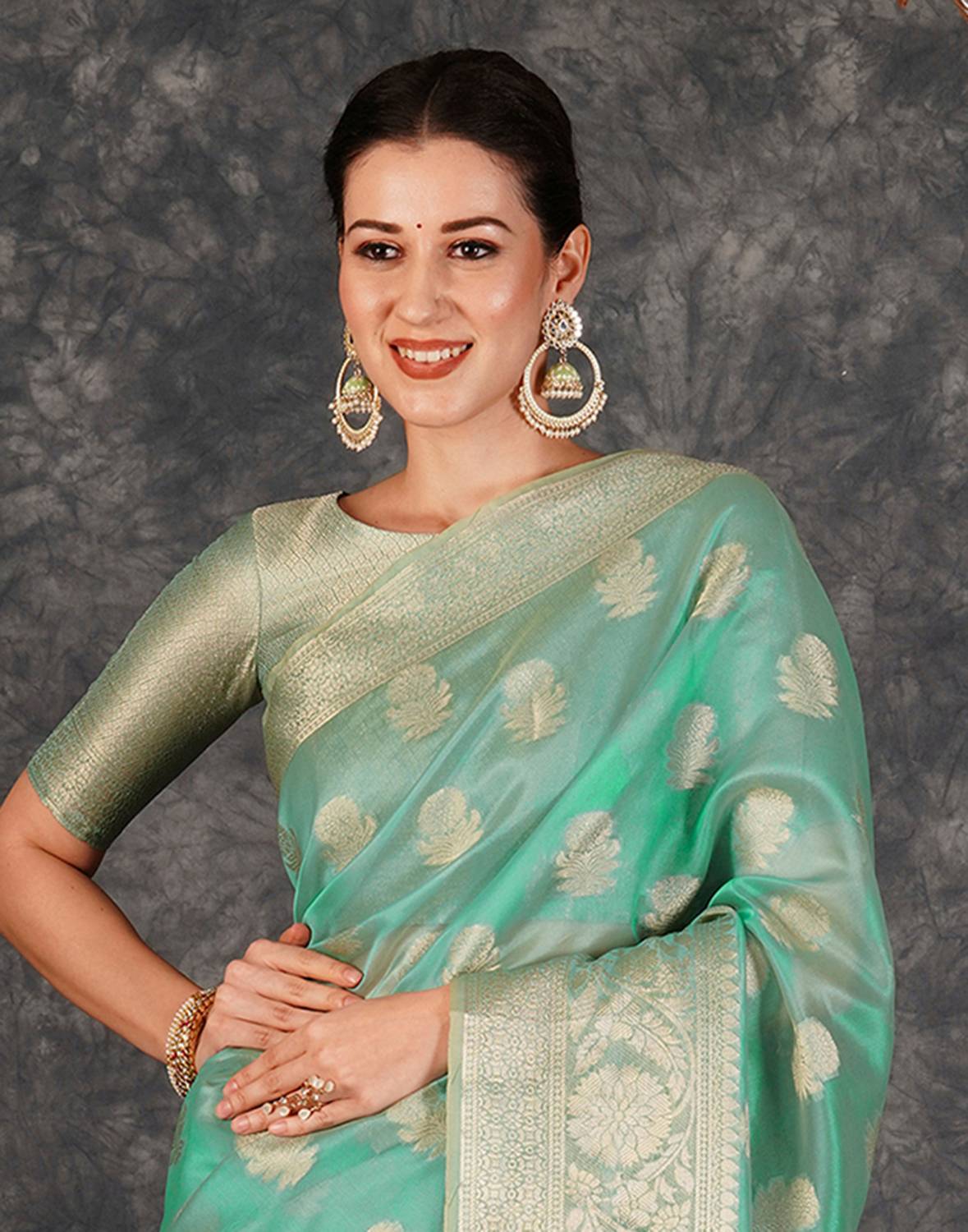 Satrani Woven, Embellished, Self Design Bollywood Silk Blend, Jac