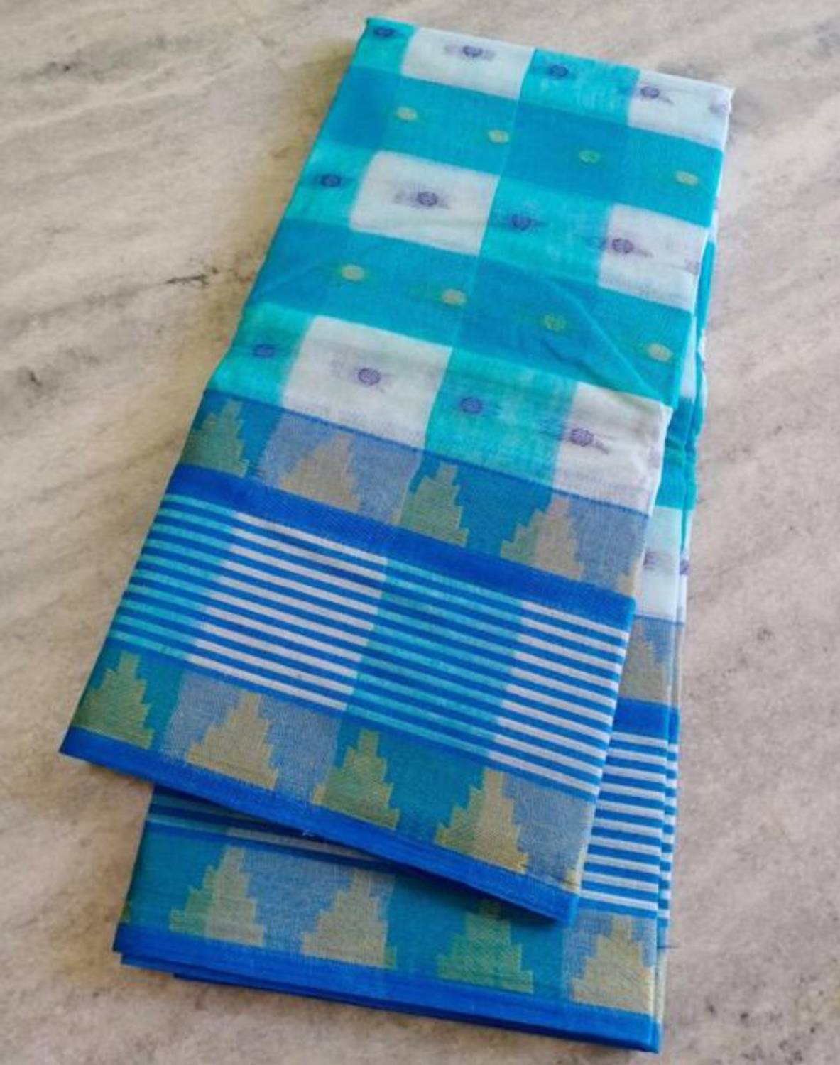 Balorampal Checkered Tant Pure Cotton Saree