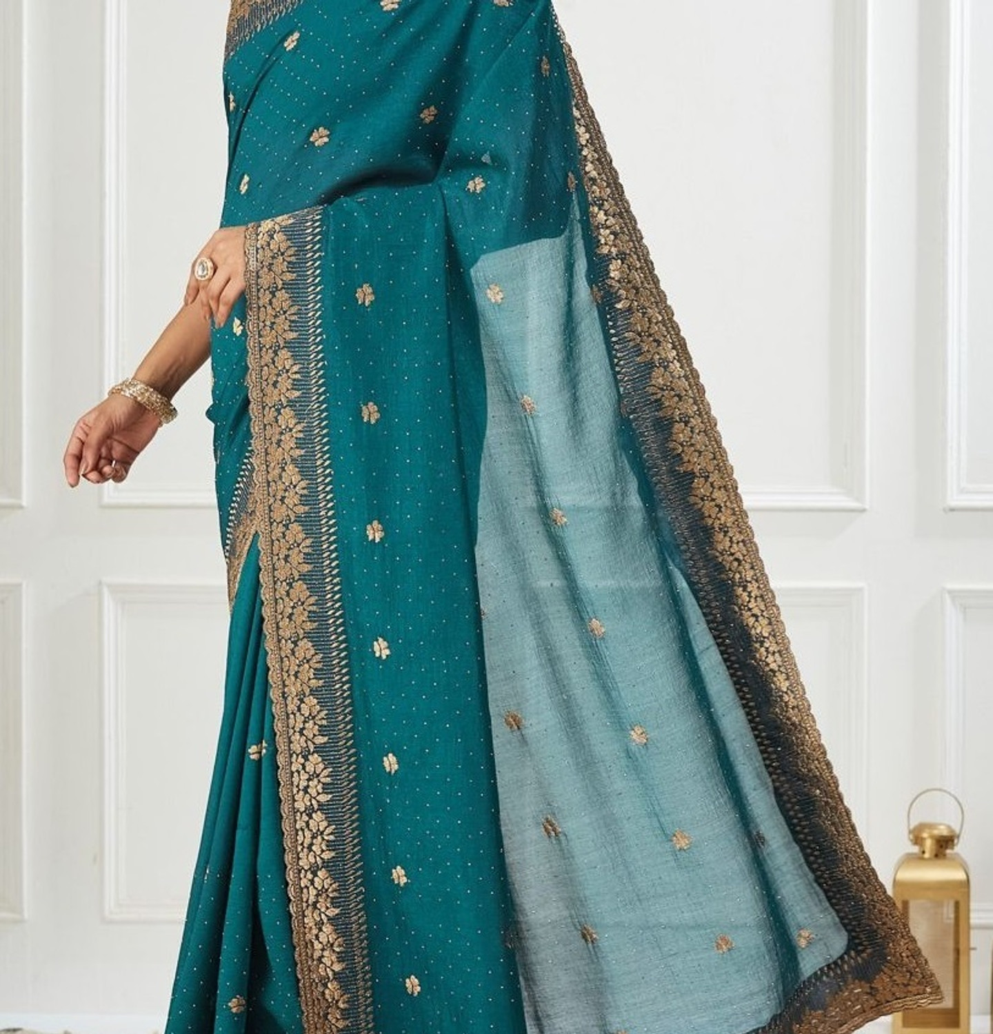 Image of FABMORA Embroidered Bollywood Silk Blend Saree