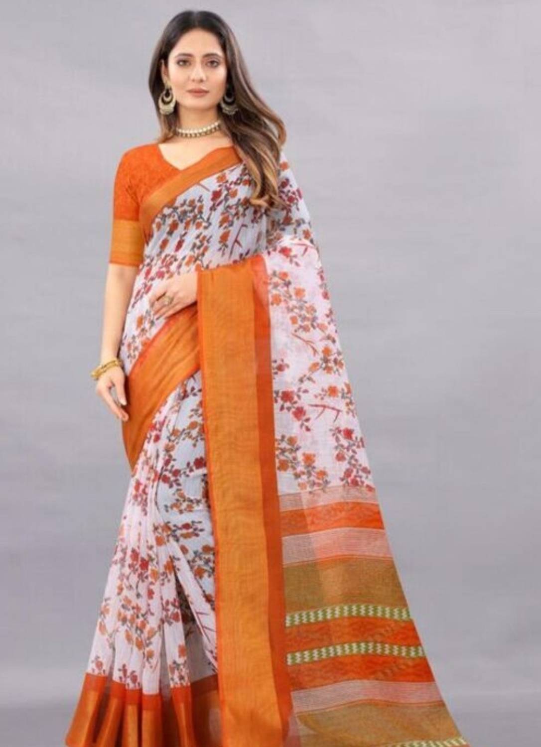 Adrika Printed Bollywood Cotton Silk Saree