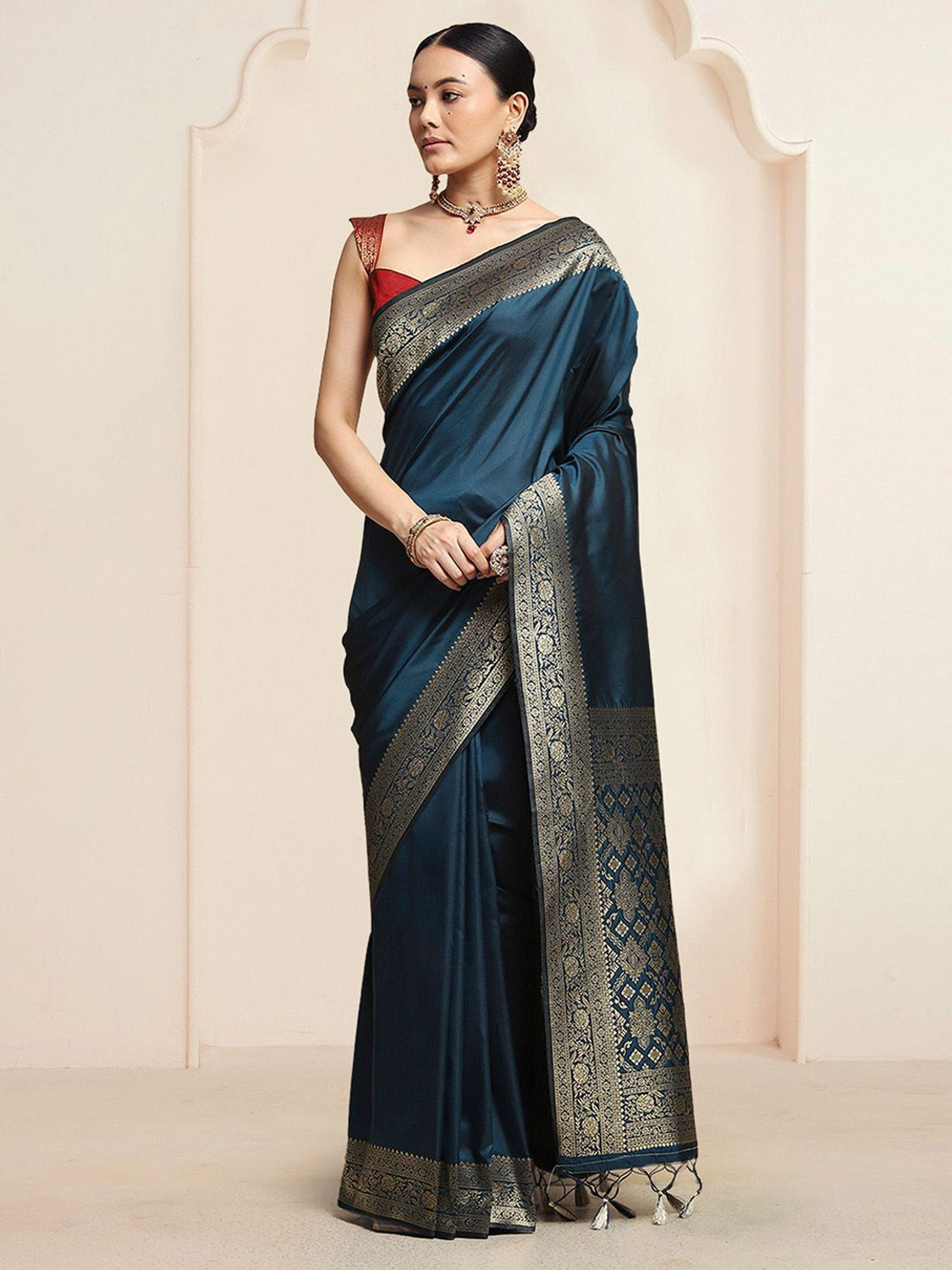 Image of House of Pataudi Woven Kanjivaram Art Silk Saree