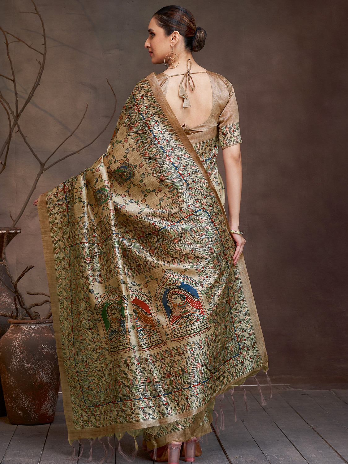 Image of Tasrika Printed Banarasi Cotton Silk Saree