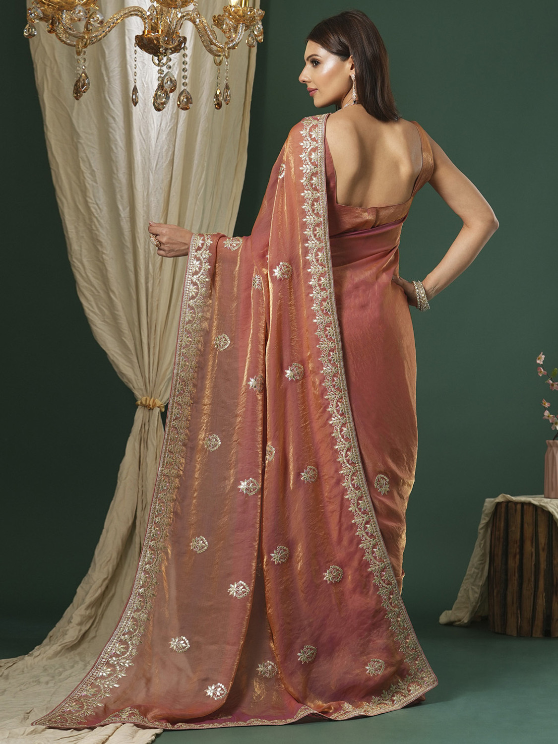 Image of Tasrika Embroidered Bollywood Satin Saree