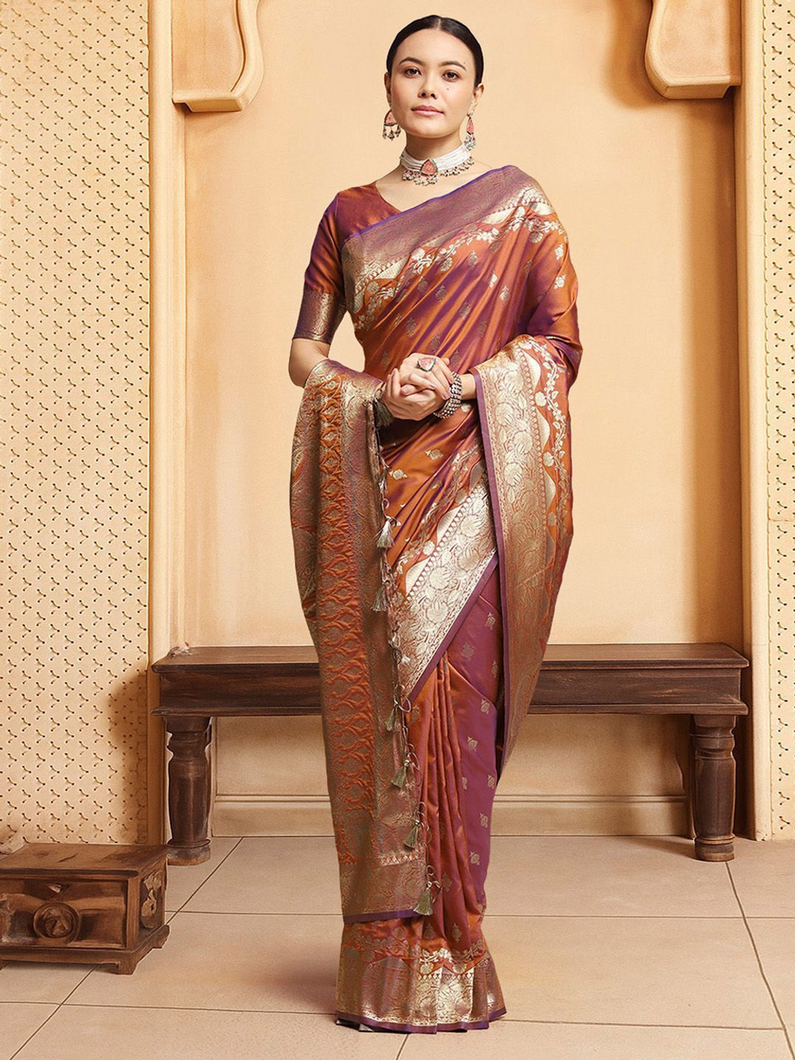 Image of House of Pataudi Woven Kanjivaram Art Silk Saree