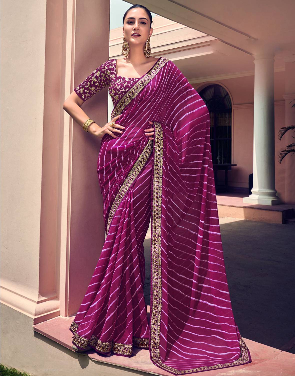 Samah Printed, Embroidered, Embellished Bollywood Georgette, Chif