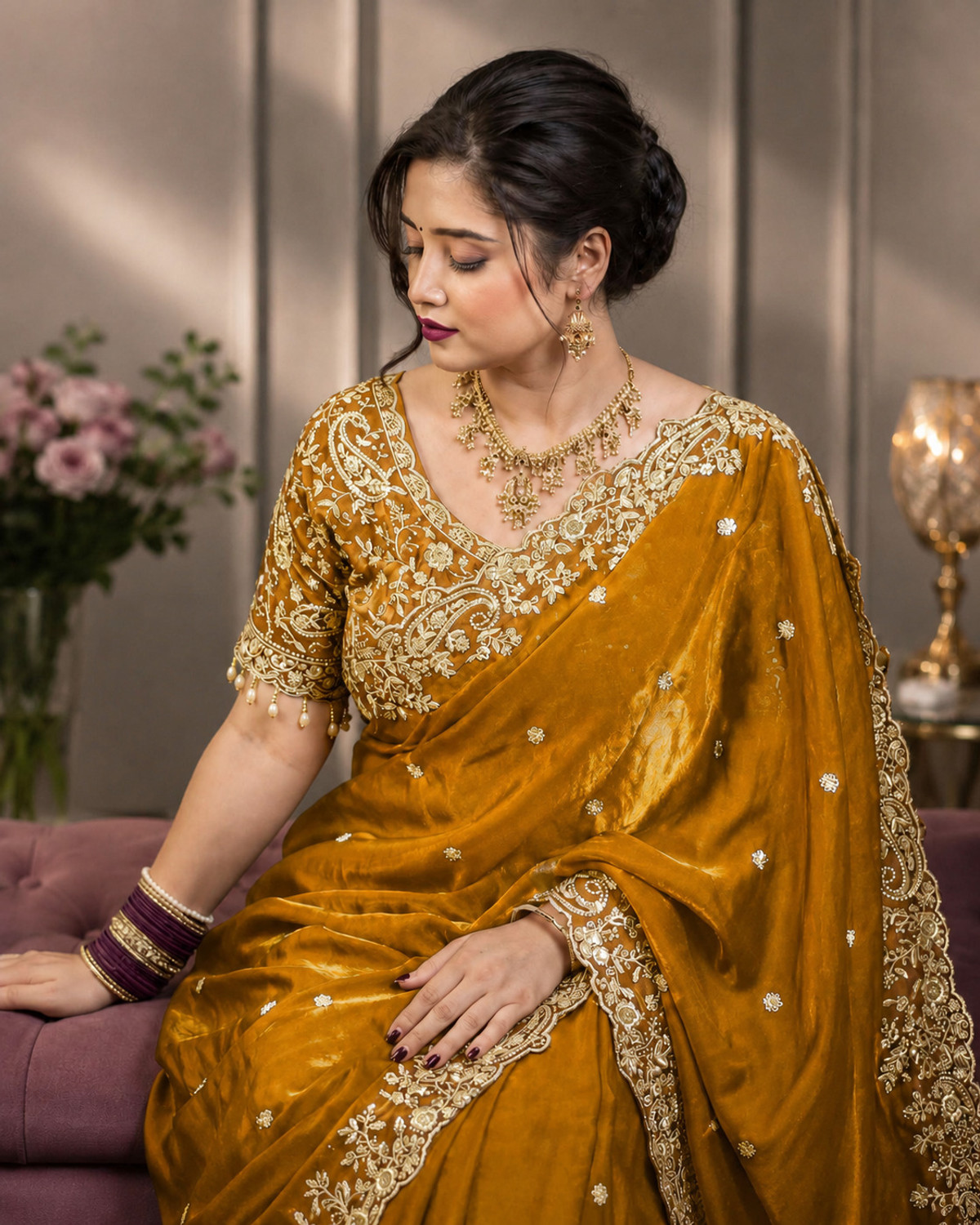 Image of Laddu creation Embellished Bollywood Jimmy Jimmy, Silk Blend Saree