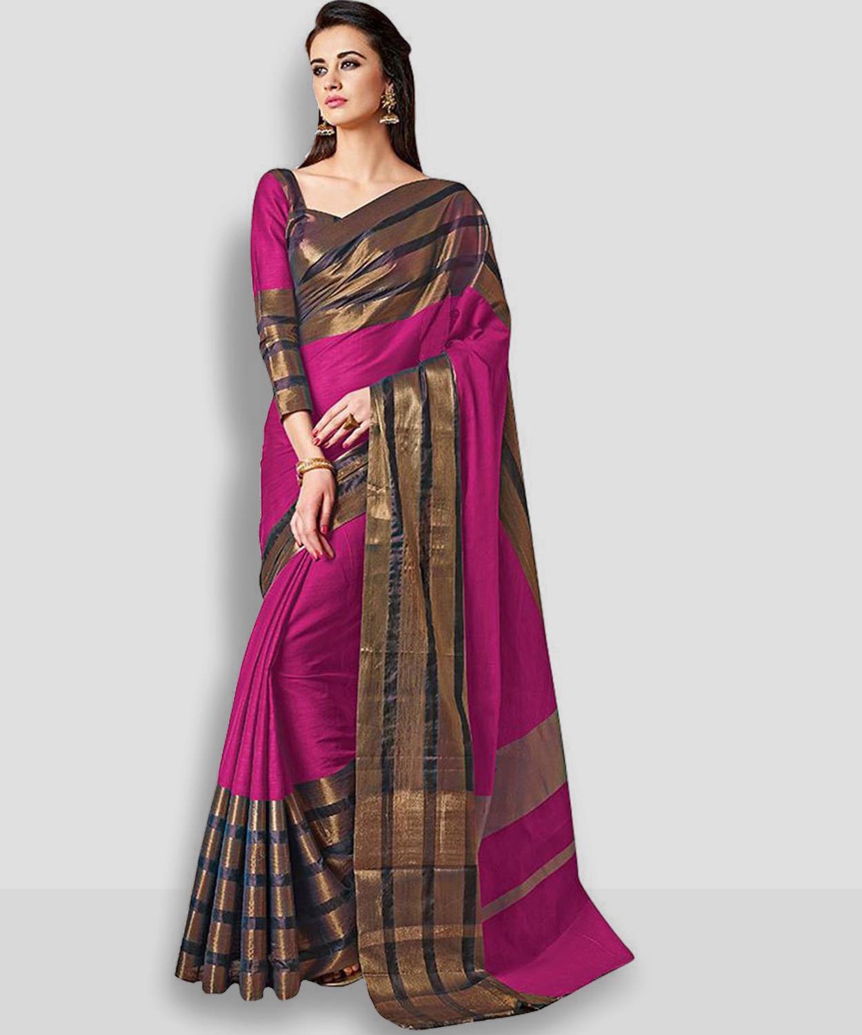 BAPS Self Design, Woven, Embellished, Solid/Plain Daily Wear Cotton Blend, Art Silk Saree