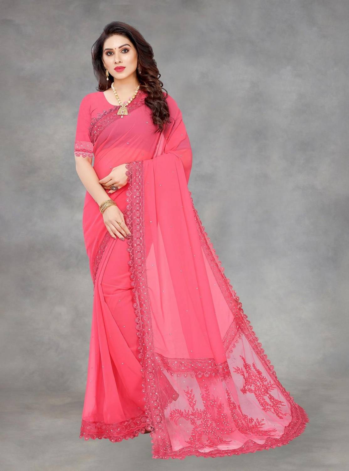 Aika Embroidered Bollywood Georgette Saree