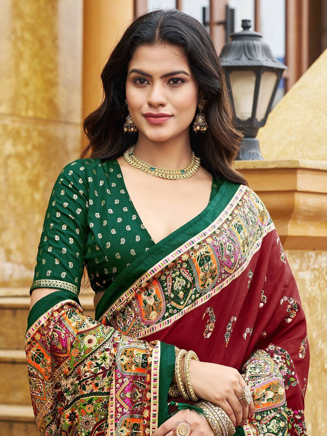 Tasrika Red Patola Tussar Silk Saree - Image 1