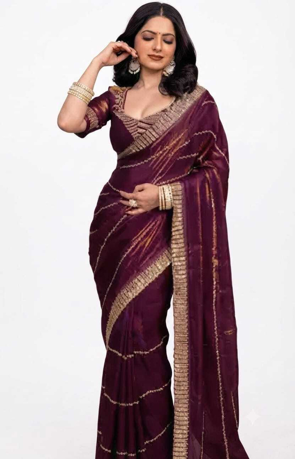 Image of Tent Hub Embellished Bollywood Chiffon Saree