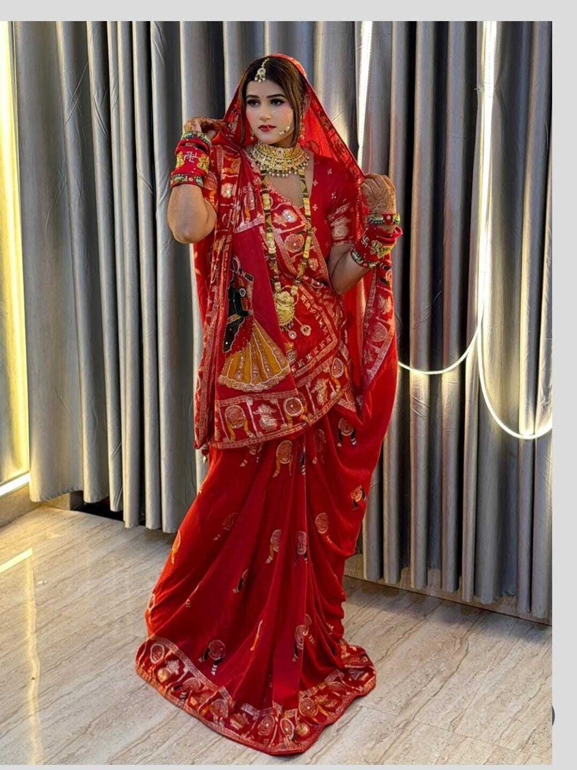 Image of Gajj Kesari World Embroidered Banarasi Chanderi Saree