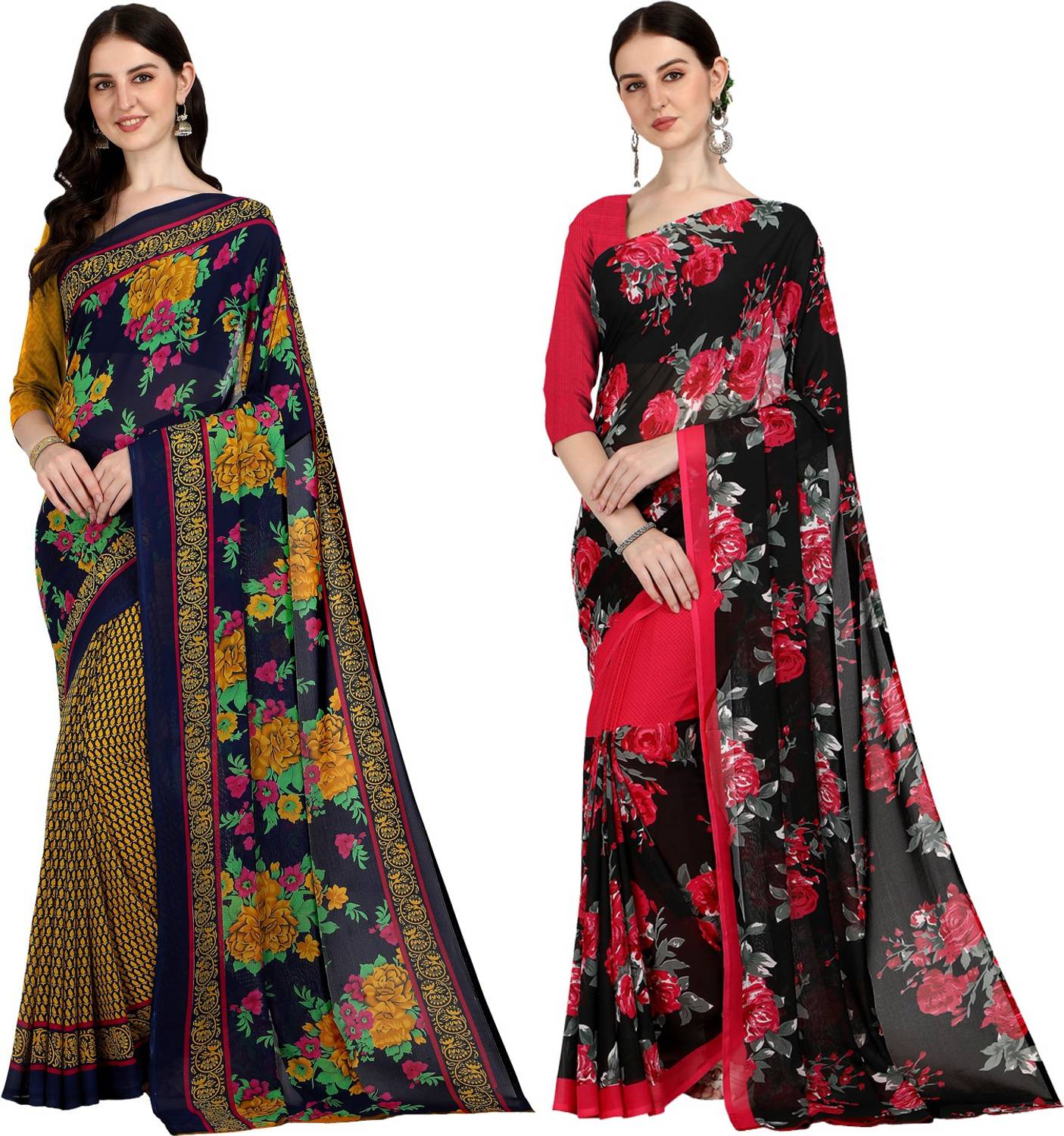 Anand Sarees Floral Print Bollywood Georgette Saree