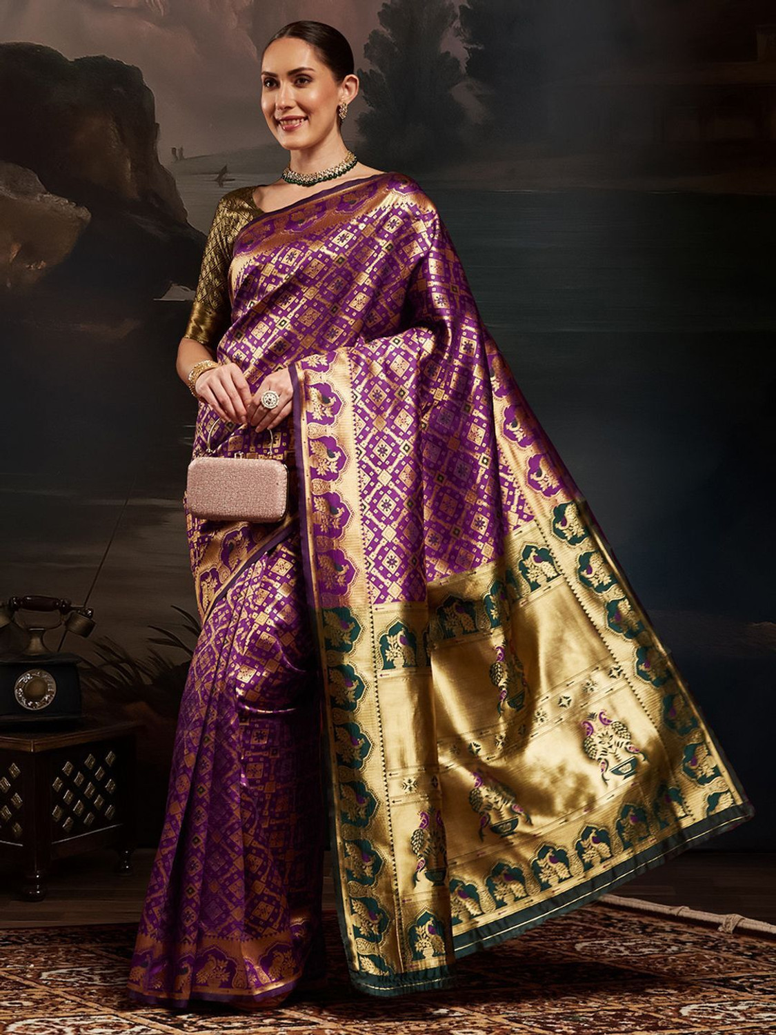 Image of House of Pataudi Woven Kanjivaram Silk Blend Saree