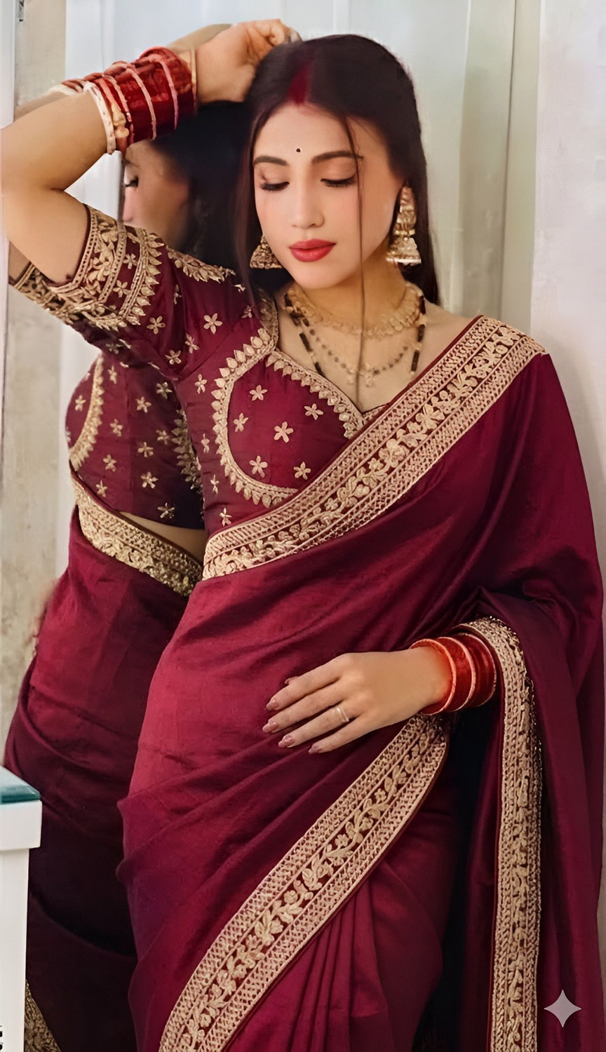 Image of Vraggi Embellished Bollywood Silk Blend Saree