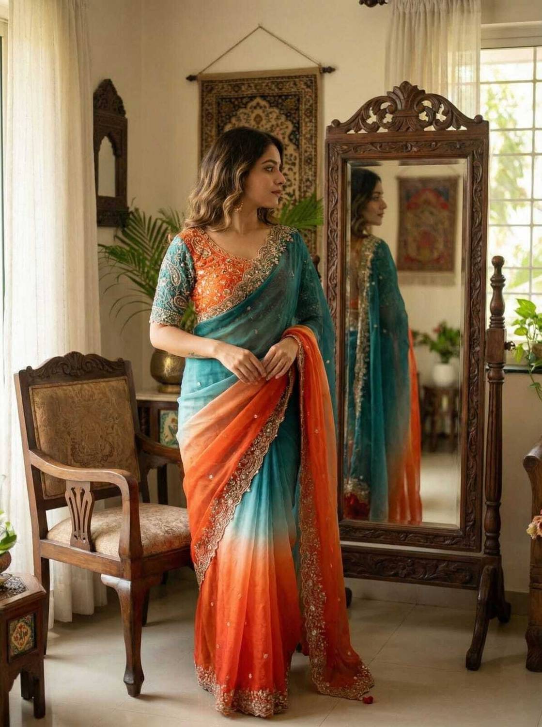 BOUNCER Embroidered Bollywood Pure Silk Saree