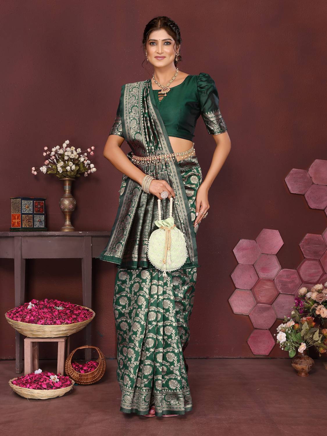 Aadvika Woven Kanjivaram Art Silk, Pure Silk Saree