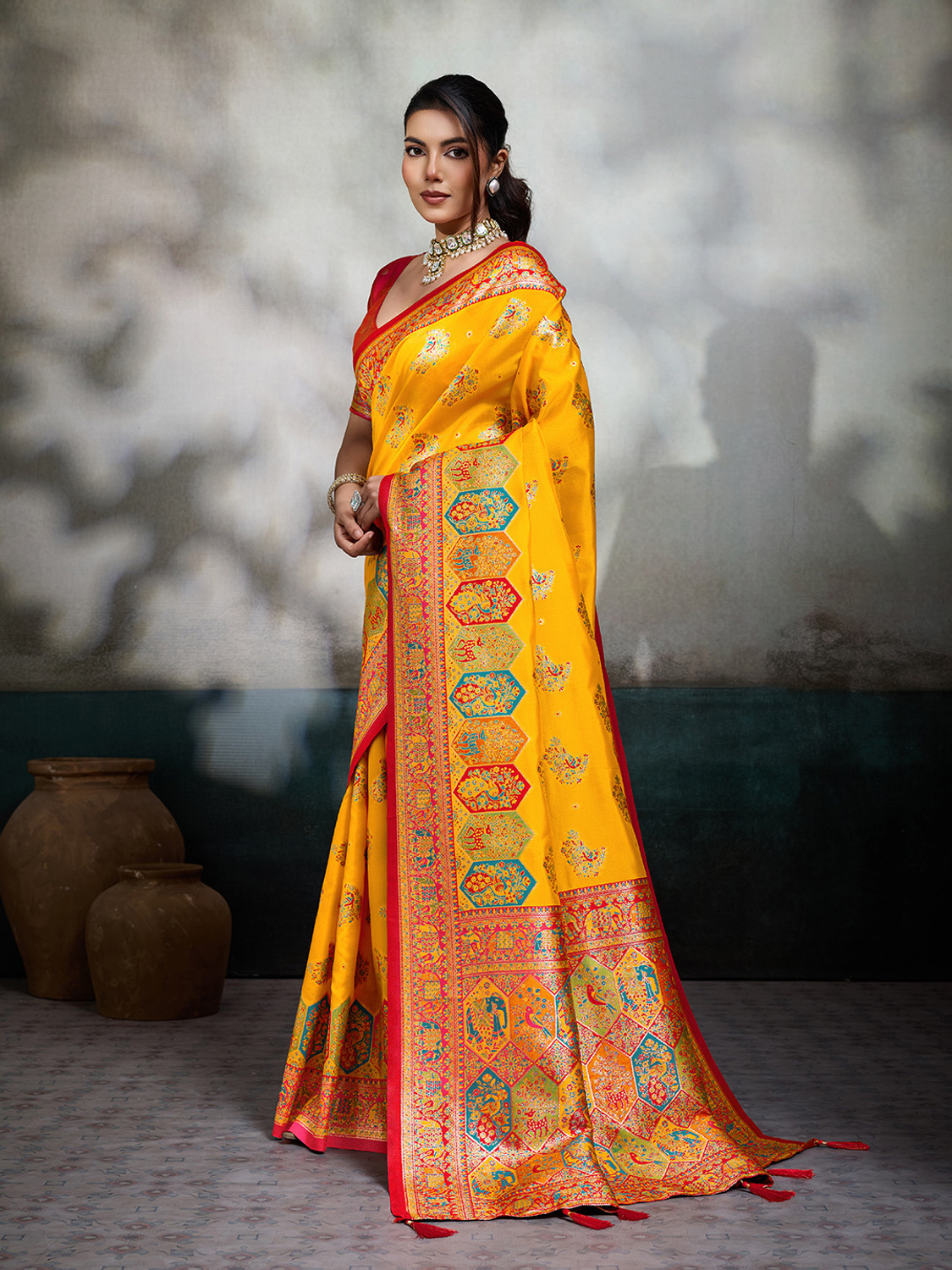 Image of Pbs Prints Printed Banarasi Satin Saree