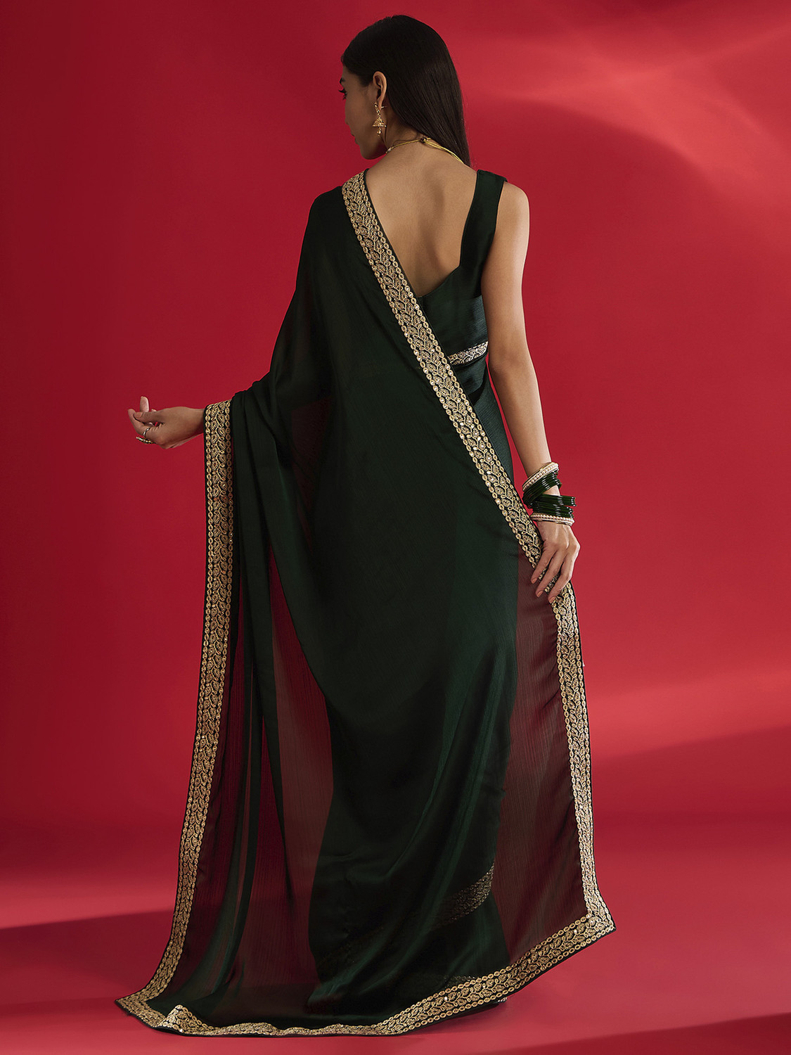Image of Sareemall Embellished Bollywood Satin Saree
