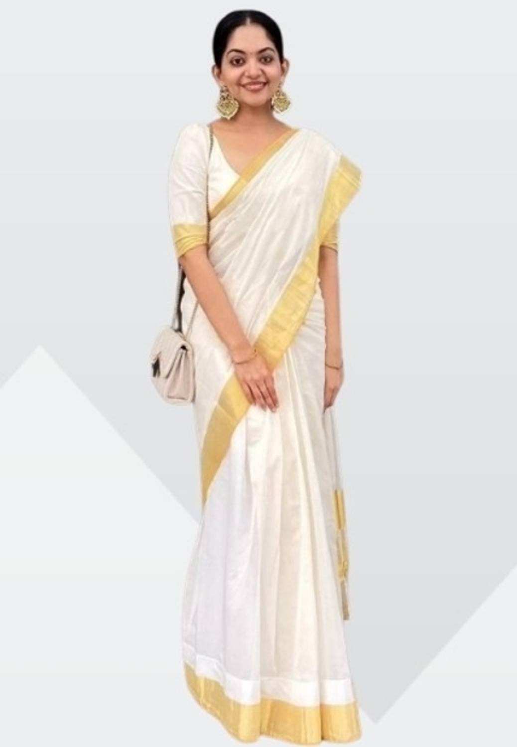 ANTIK Woven Kasavu Cotton Blend Saree