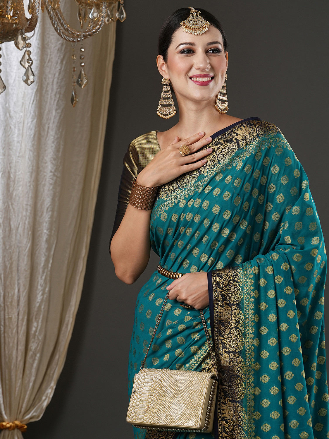 Image of Sareemall Woven Kanjivaram Georgette Saree