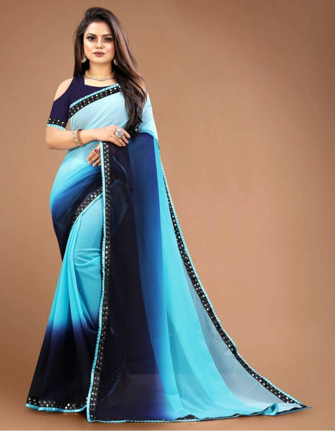 Cartyshop Dyed Daily Wear Georgette Saree