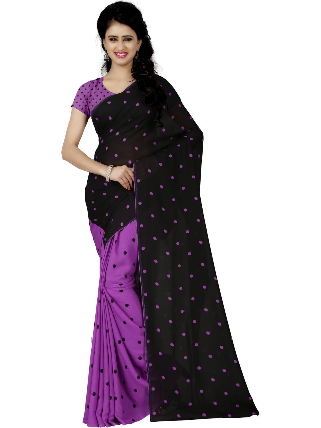 Anand Sarees Polka Print Daily Wear Georgette Saree
