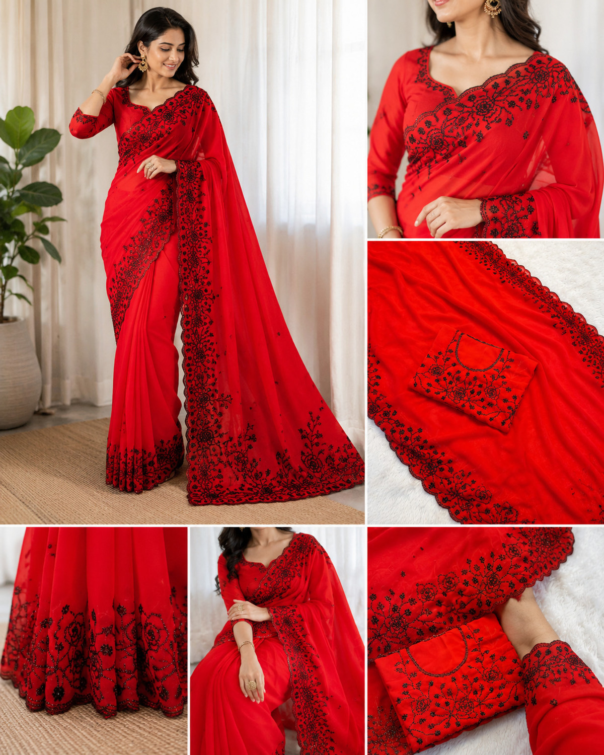 Image of Dhruvi Creation Embellished Bollywood Pure Silk, Satin Saree