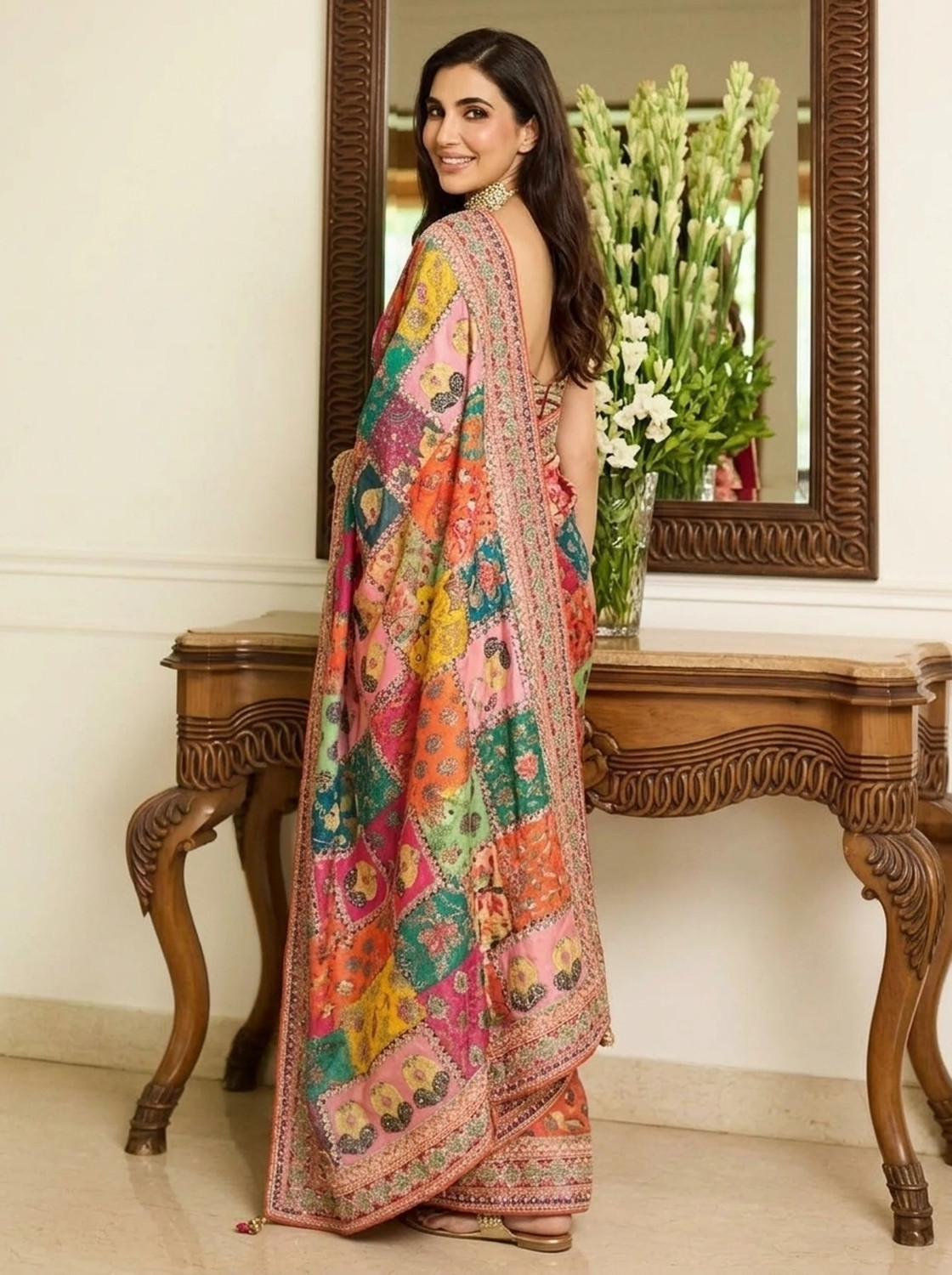 Image of saanvi Embroidered Kalamkari Silk Blend Saree