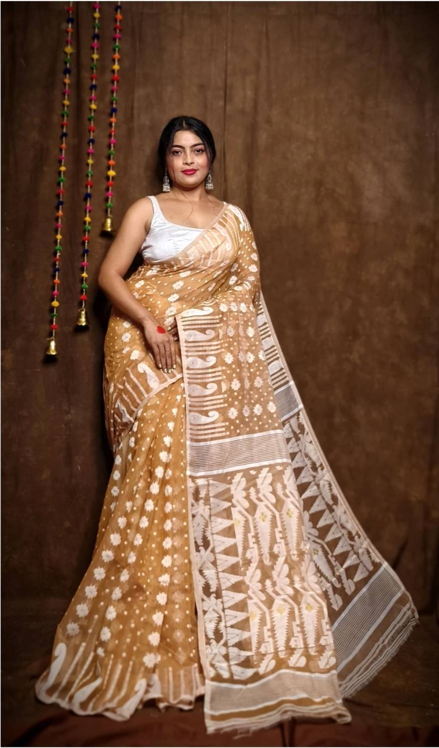 RAJTEXTILE Embroidered Jamdani Cotton Silk Saree